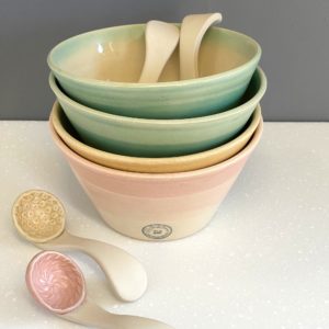 Small thrown stoneware bowl and scoop set Libby Daniels ceramics