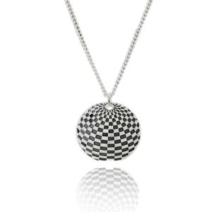 Sterling Silver pendant with oxidised details featuring a optical pattern