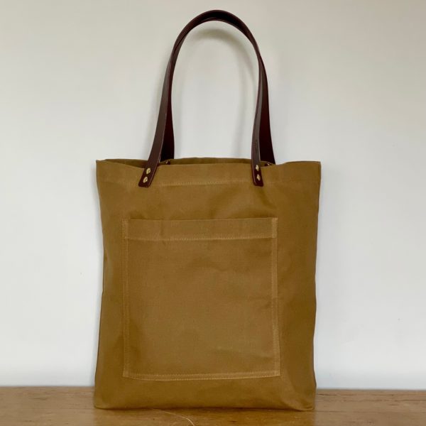 Tan canvas tote front
