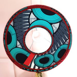 Accra teal red lampshade by Vive la Frog